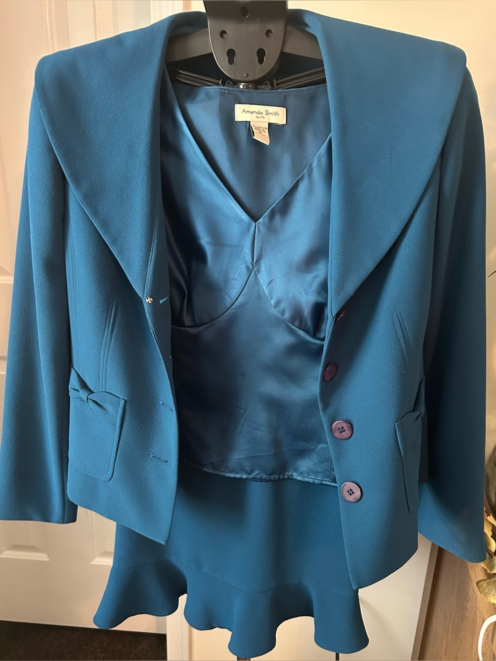 Amanda Smith Teal Women's Blazer, top and Skirt Set